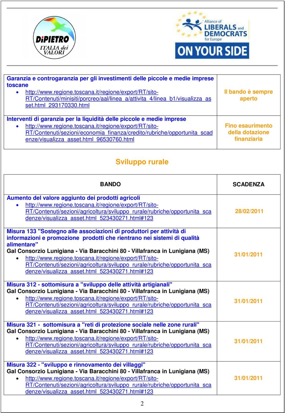 html Il bando è sempre aperto della dotazione finanziaria Sviluppo rurale Aumento del valore aggiunto dei prodotti agricoli Misura 133 "Sostegno alle associazioni di produttori per attività di