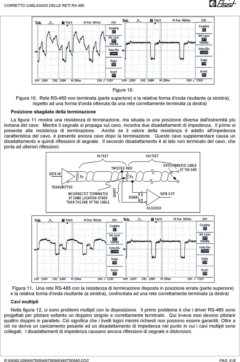 sbagliata della terminazione La figura 11 mostra una resistenza di terminazione, ma situata in una posizione diversa dall'estremità più lontana del cavo.