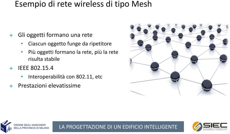 formano la rete, più la rete risulta stabile + IEEE 802.15.