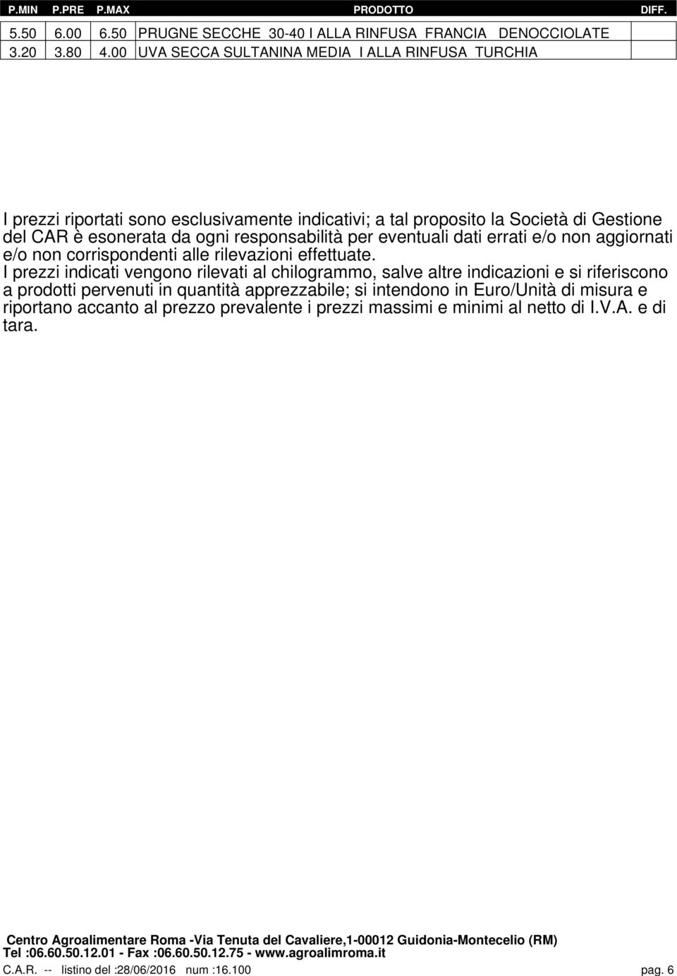 responsabilità per eventuali dati errati e/o non aggiornati e/o non corrispondenti alle rilevazioni effettuate.