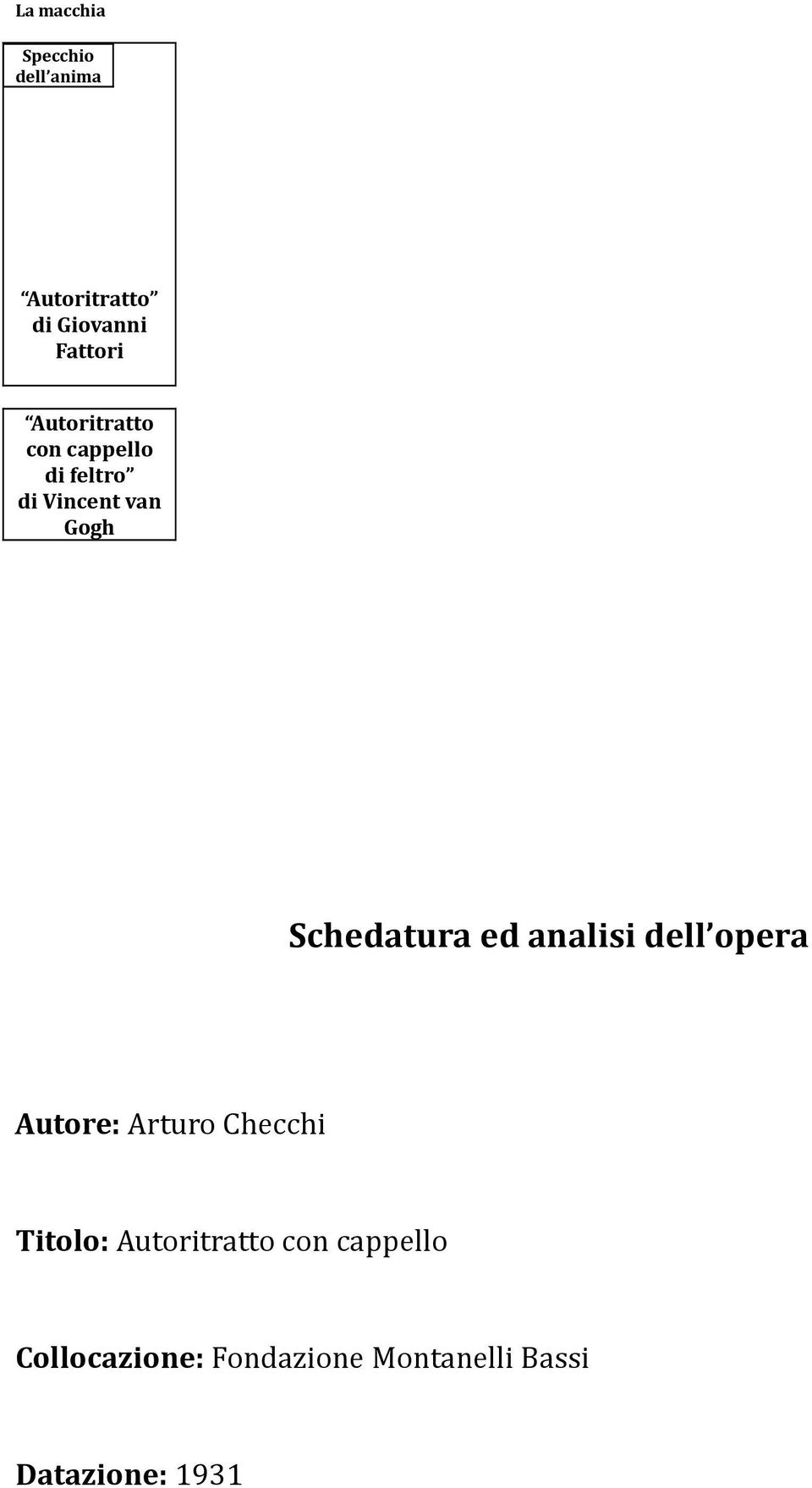 ed analisi dell opera Autore: Arturo Checchi Titolo: Autoritratto