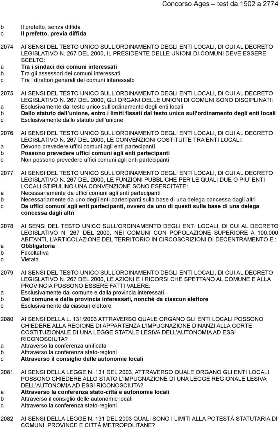 interessato 2075 AI SENSI DEL TESTO UNICO SULL ORDINAMENTO DEGLI ENTI LOCALI, DI CUI AL DECRETO LEGISLATIVO N.