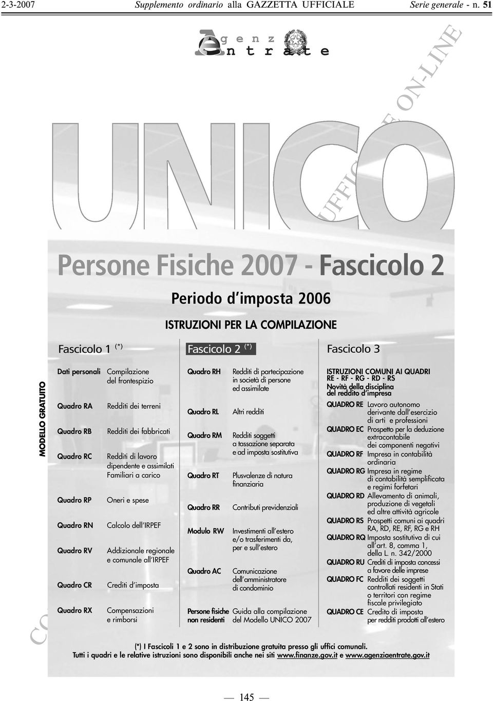 e spese Calcolo dell IRPEF Addizionale regionale e comunale all IRPEF Crediti d imposta Compensazioni e rimborsi Quadro RH Quadro RL Quadro RM Quadro RT Quadro RR Modulo RW Quadro AC Redditi di