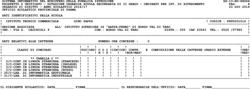 : 005 CAP 43043 TEL.: 0525 /97985!! N! S!NOR!MAXRES!! ** TABELLA C **!! 3/C-CONV.IN LINGUA STRANIERA (FRANCESE)!! 3/C-CONV.IN LINGUA STRANIERA (INGLESE)!! 3/C-CONV.IN LINGUA STRANIERA (TEDESCO)!