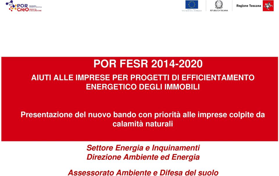 alle imprese colpite da calamità naturali Settore Energia e