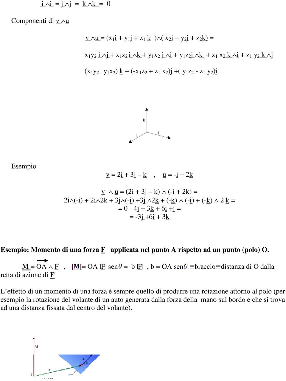 forza F applicata nel punto A rispetto ad un punto (polo) O.