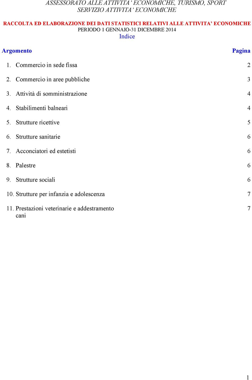 Commercio in aree pubbliche 3 3. Attività di somministrazione 4 4. Stabilimenti balneari 4 5. Strutture ricettive 5 6.