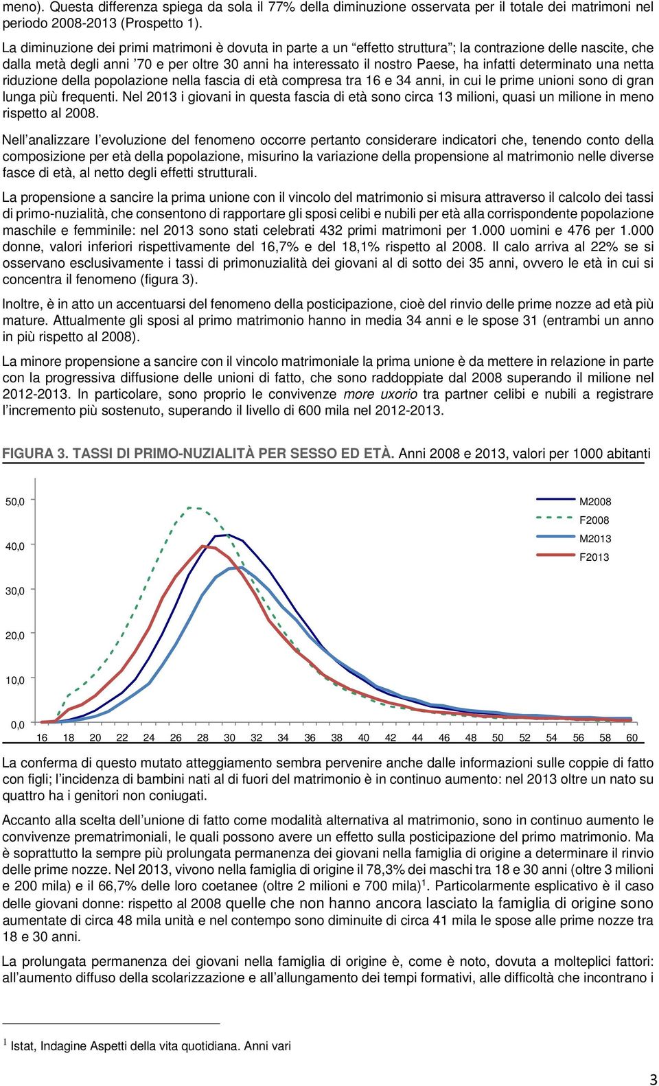 determinato una netta riduzione della popolazione nella fascia di età compresa tra 16 e 34 anni, in cui le prime unioni sono di gran lunga più frequenti.