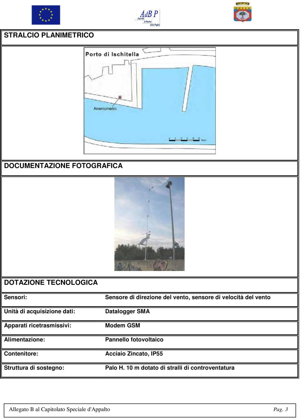 del vento, sensore di velocità del vento Datalogger SMA Modem GSM Pannello fotovoltaico Acciaio