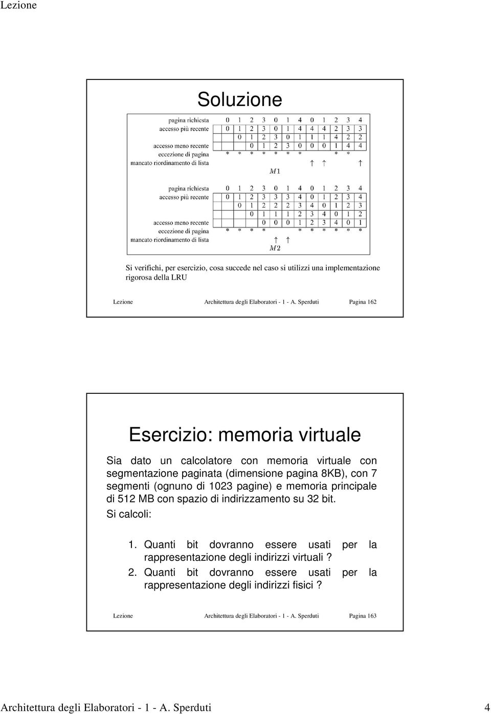 principale di MB con spazio di indirizzamento su bit. Si calcoli:. Quanti bit dovranno essere usati per la rappresentazione degli indirizzi virtuali?