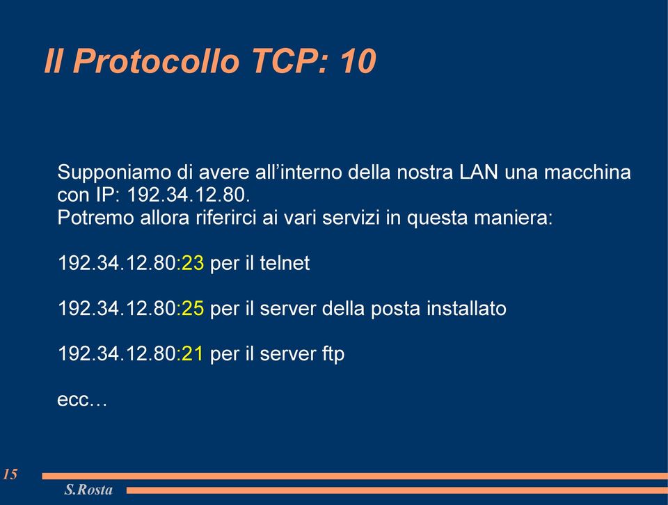 Potremo allora riferirci ai vari servizi in questa maniera: 192.34.12.