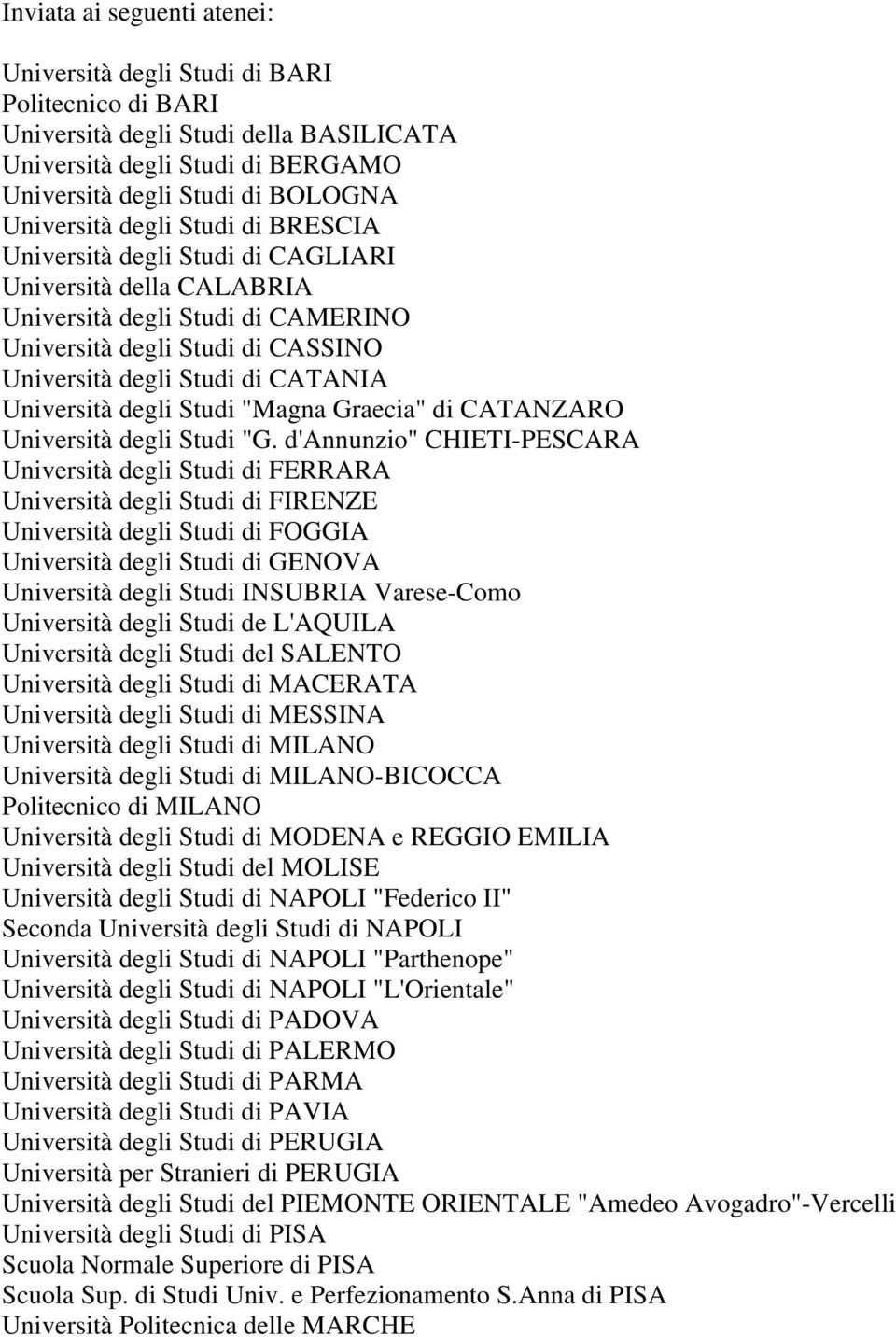 degli Studi "Magna Graecia" di CATANZARO Università degli Studi "G.