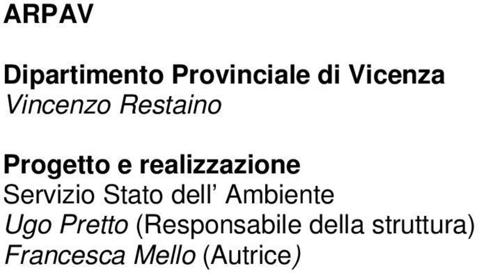 Servizio Stato dell Ambiente Ugo Pretto