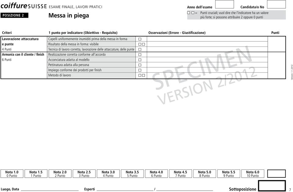 delle attaccature, delle punte Armonia con il cliente / finish Realizzazione corretta conforme all accordo 6 Acconciatura adatta al modello