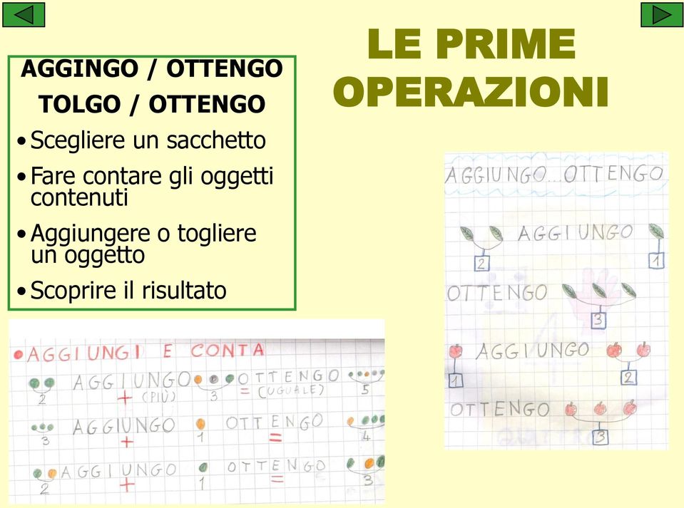 oggetti contenuti Aggiungere o togliere