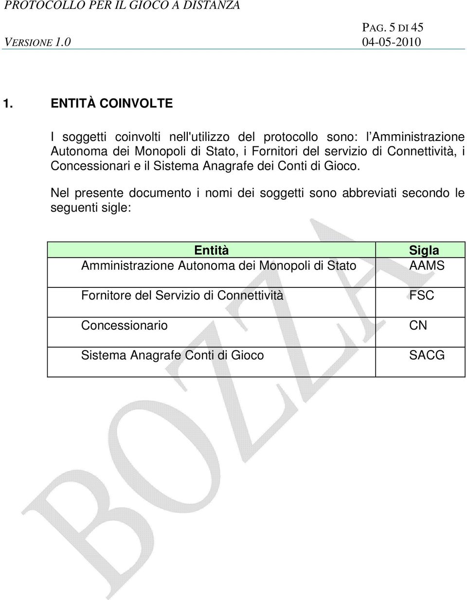 Stato, i Fornitori del servizio di Connettività, i Concessionari e il Sistema Anagrafe dei Conti di Gioco.