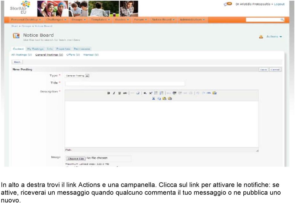 Clicca sul link per attivare le notifiche: se