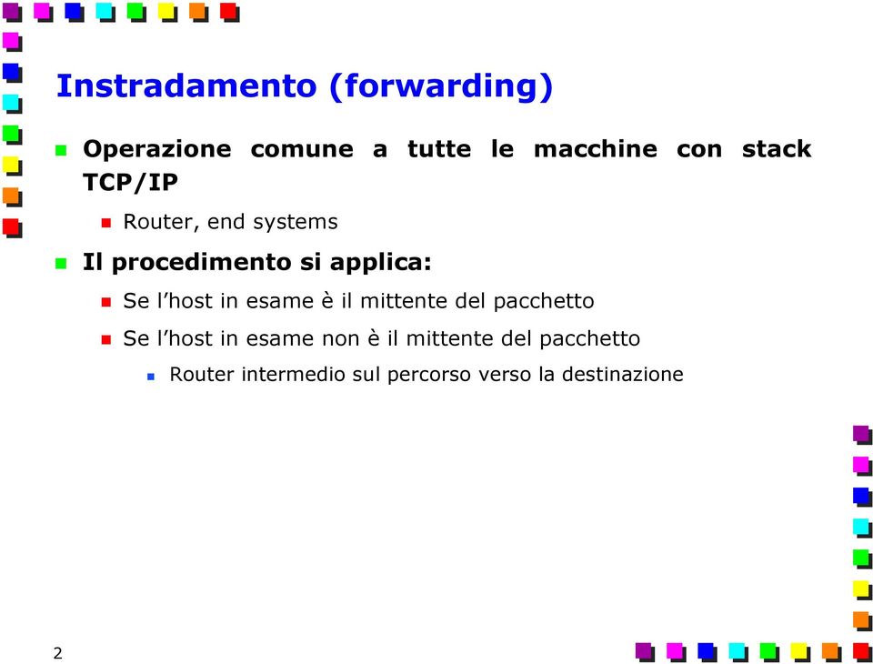 in esame è il mittente del pacchetto Se l host in esame non è il