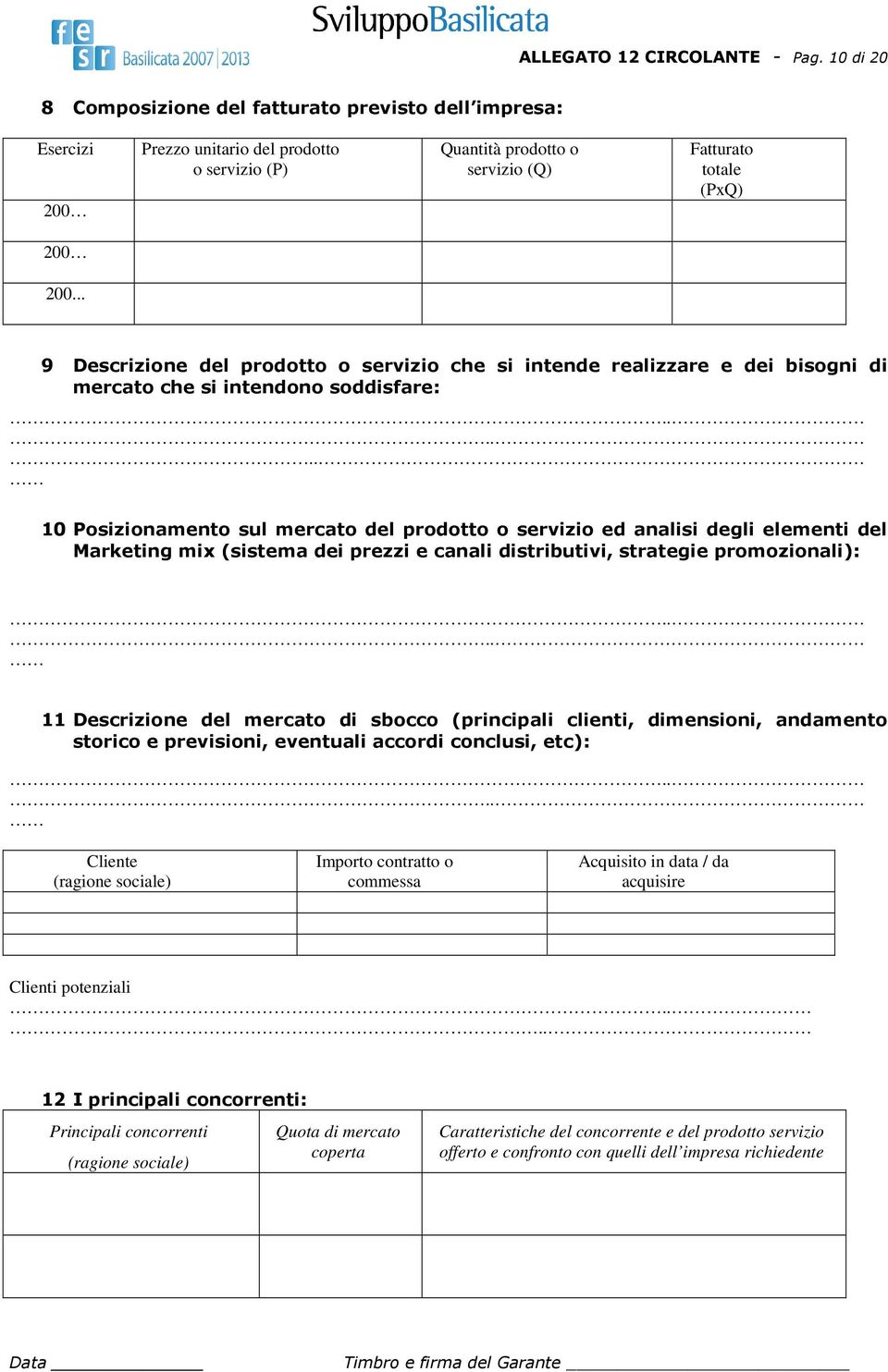 .. 9 Descrizione del prodotto o servizio che si intende realizzare e dei bisogni di mercato che si intendono soddisfare:.