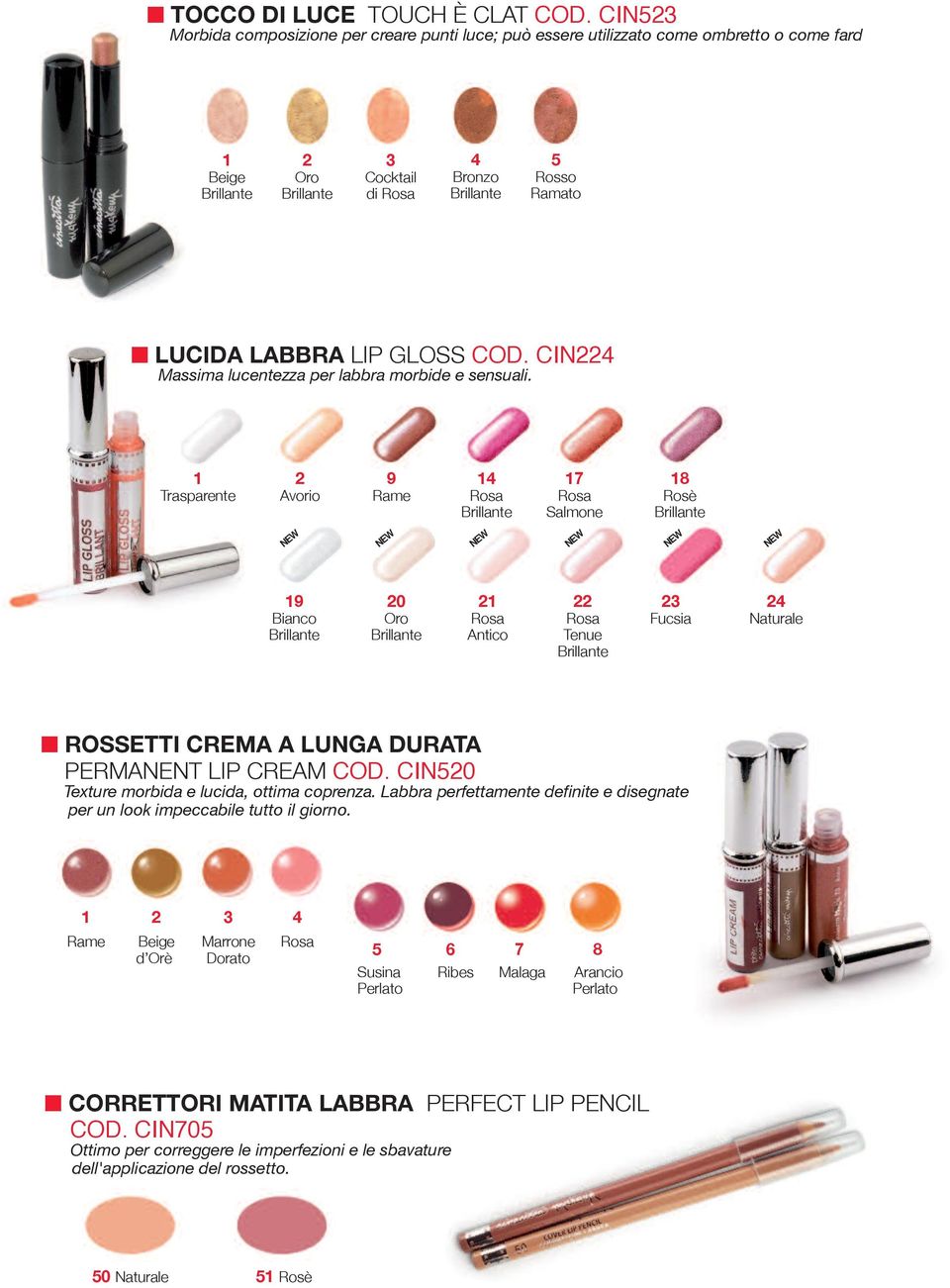 LIP gloss Cod. CIN224 Massima lucentezza per labbra morbide e sensuali.