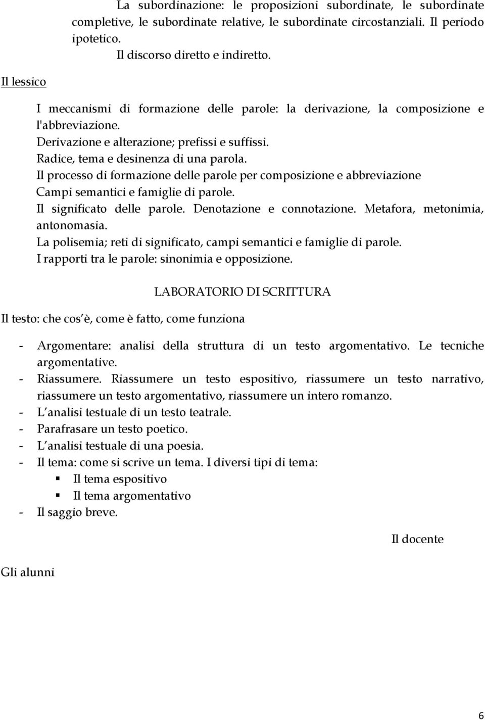 Il processo di formazione delle parole per composizione e abbreviazione Campi semantici e famiglie di parole. Il significato delle parole. Denotazione e connotazione. Metafora, metonimia, antonomasia.