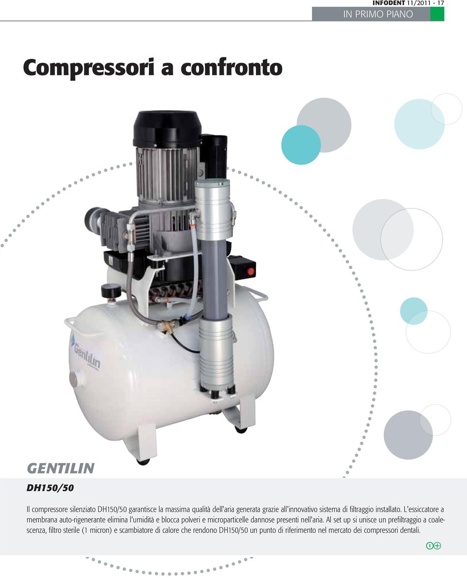 L'essiccatore a auto-rigenerante elimina l'umidità e blocca polveri e microparticelle dannose presenti nell'aria.