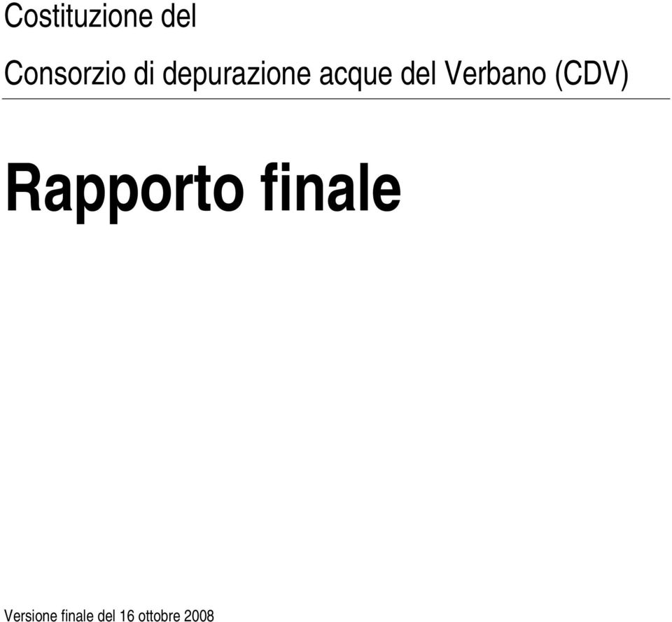 (CDV) Rapporto finale