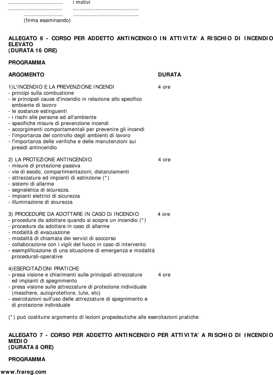 principi sulla combustione - le principali cause d'incendio in relazione allo specifico ambiente di lavoro - le sostanze estinguenti - i rischi alle persone ed all'ambiente - specifiche misure di