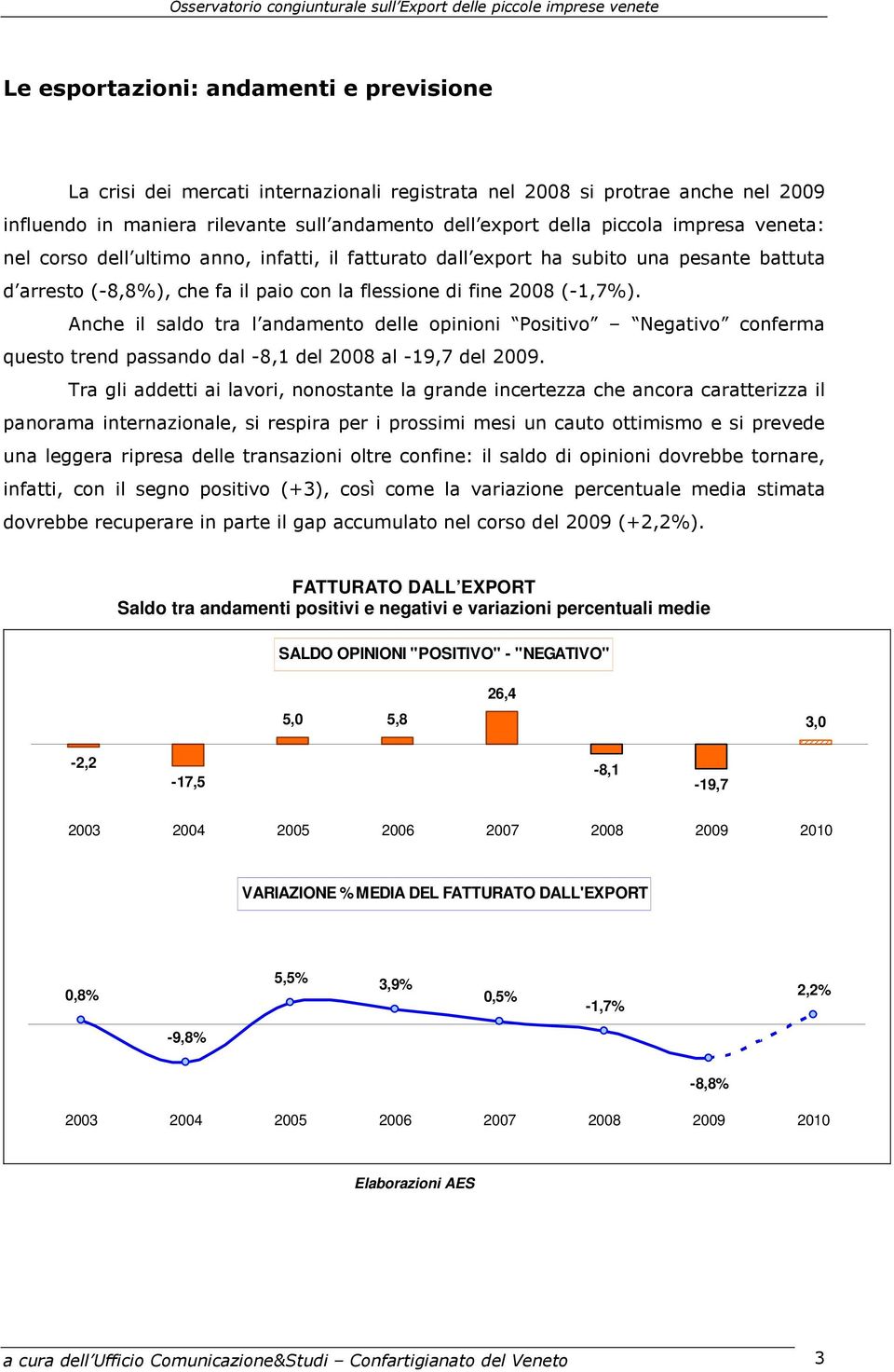 Anche il saldo tra l andamento delle opinioni Positivo Negativo conferma questo trend passando dal -8,1 del 2008 al -19,7 del 2009.