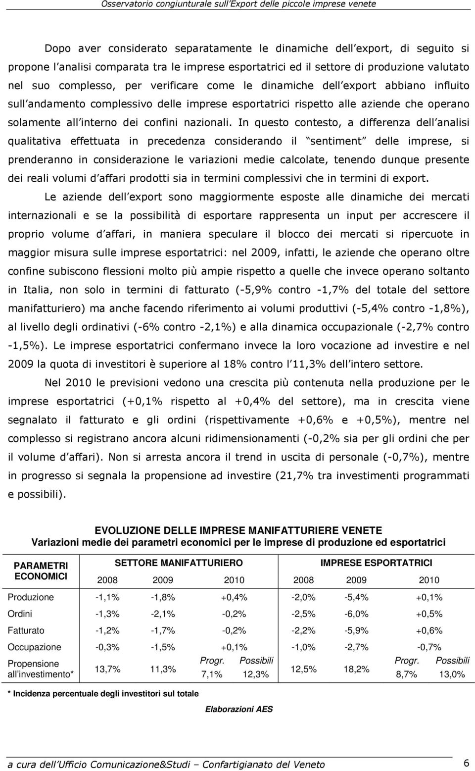 In questo contesto, a differenza dell analisi qualitativa effettuata in precedenza considerando il sentiment delle imprese, si prenderanno in considerazione le variazioni medie calcolate, tenendo