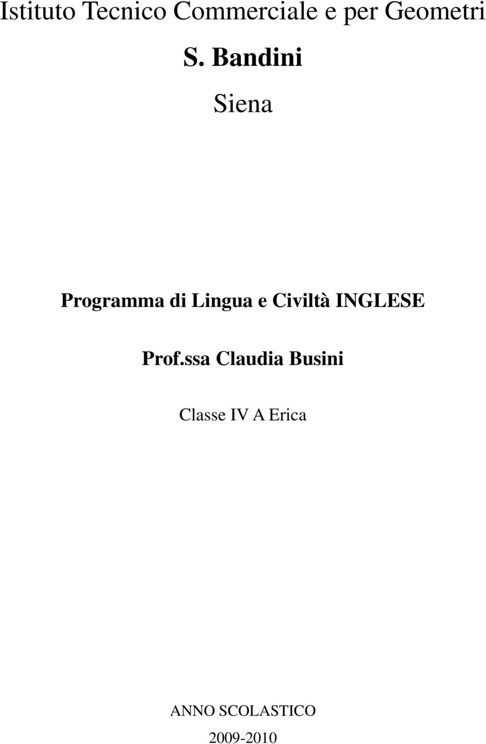 Bandini Siena Programma di Lingua e