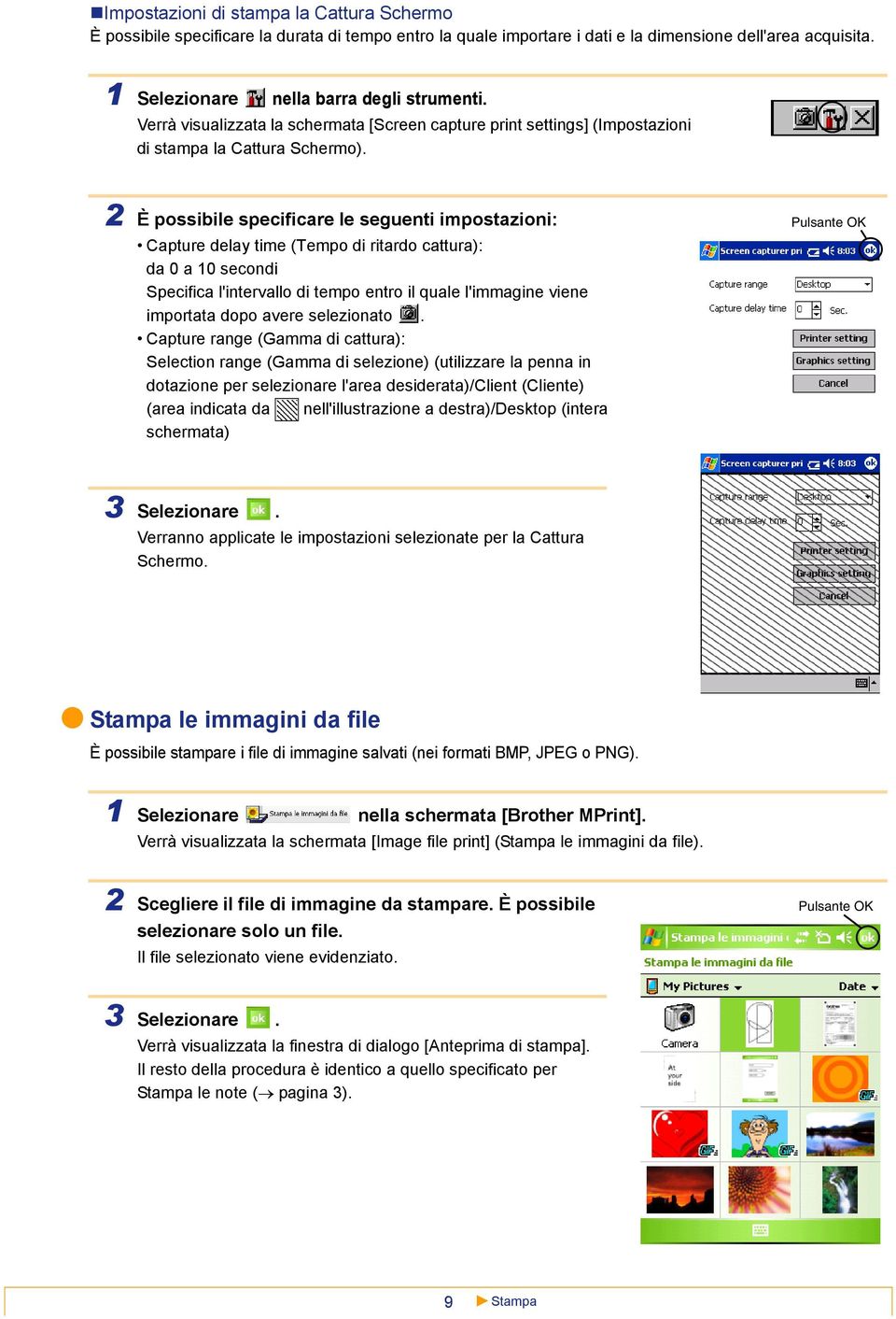 2 È possibile specificare le seguenti impostazioni: Capture delay time (Tempo di ritardo cattura): da 0 a 10 secondi Specifica l'intervallo di tempo entro il quale l'immagine viene importata dopo