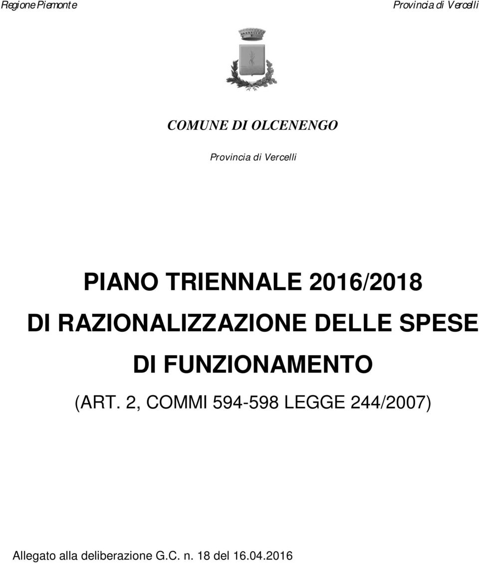 RAZIONALIZZAZIONE DELLE SPESE DI FUNZIONAMENTO (ART.