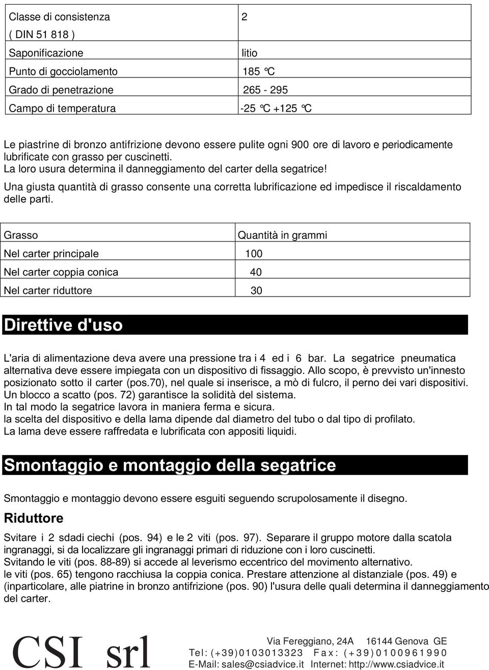 Una giusta quantità di grasso consente una corretta lubrificazione ed impedisce il riscaldamento delle parti.