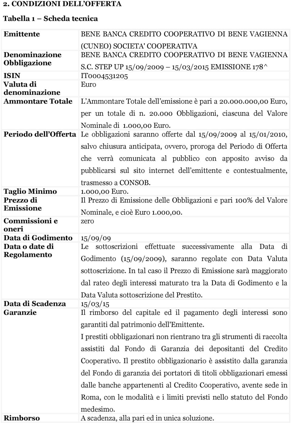 20.000 Obbligazioni, ciascuna del Valore Nominale di 1.000,00 Euro.