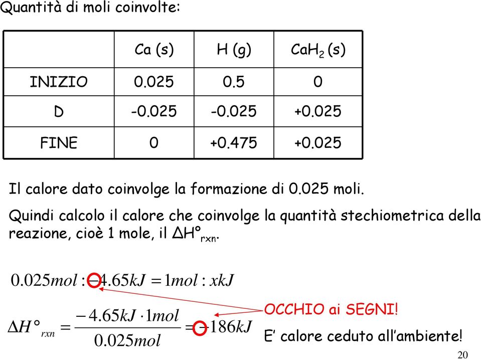 Quindi calcolo il calore che coinvolge la quantità stechiometrica della reazione, cioè