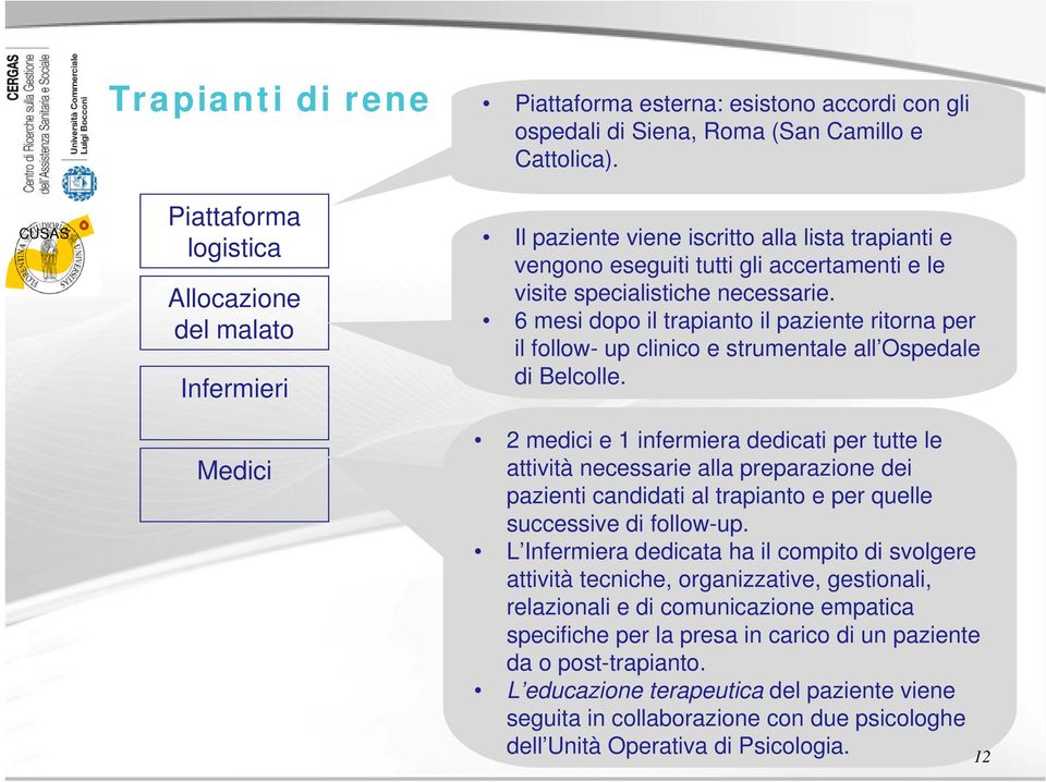 6 mesi dopo il trapianto il paziente ritorna per il follow- up clinico e strumentale all Ospedale di Belcolle.