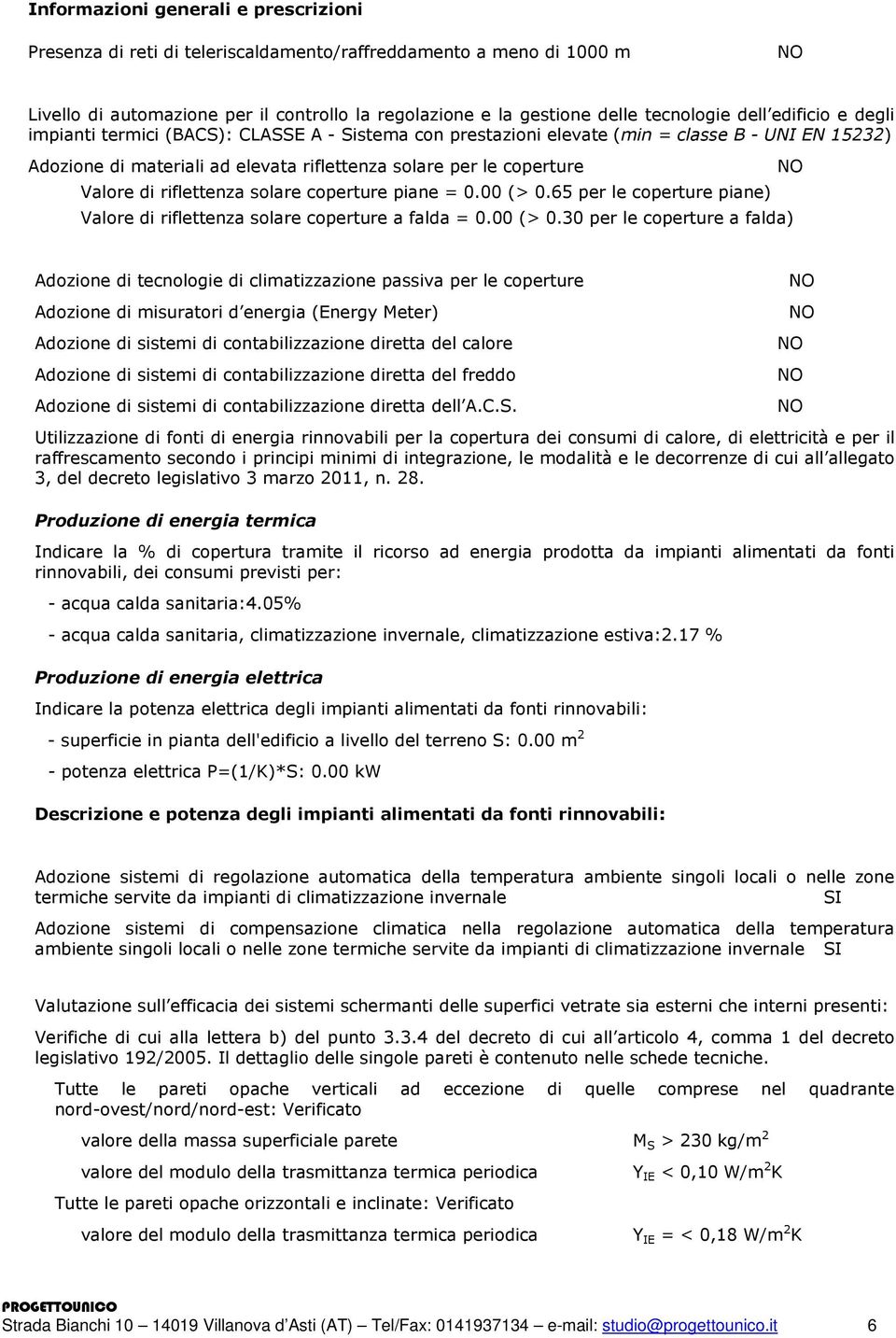 di riflettenza solare coperture piane = 0.00 (> 0.