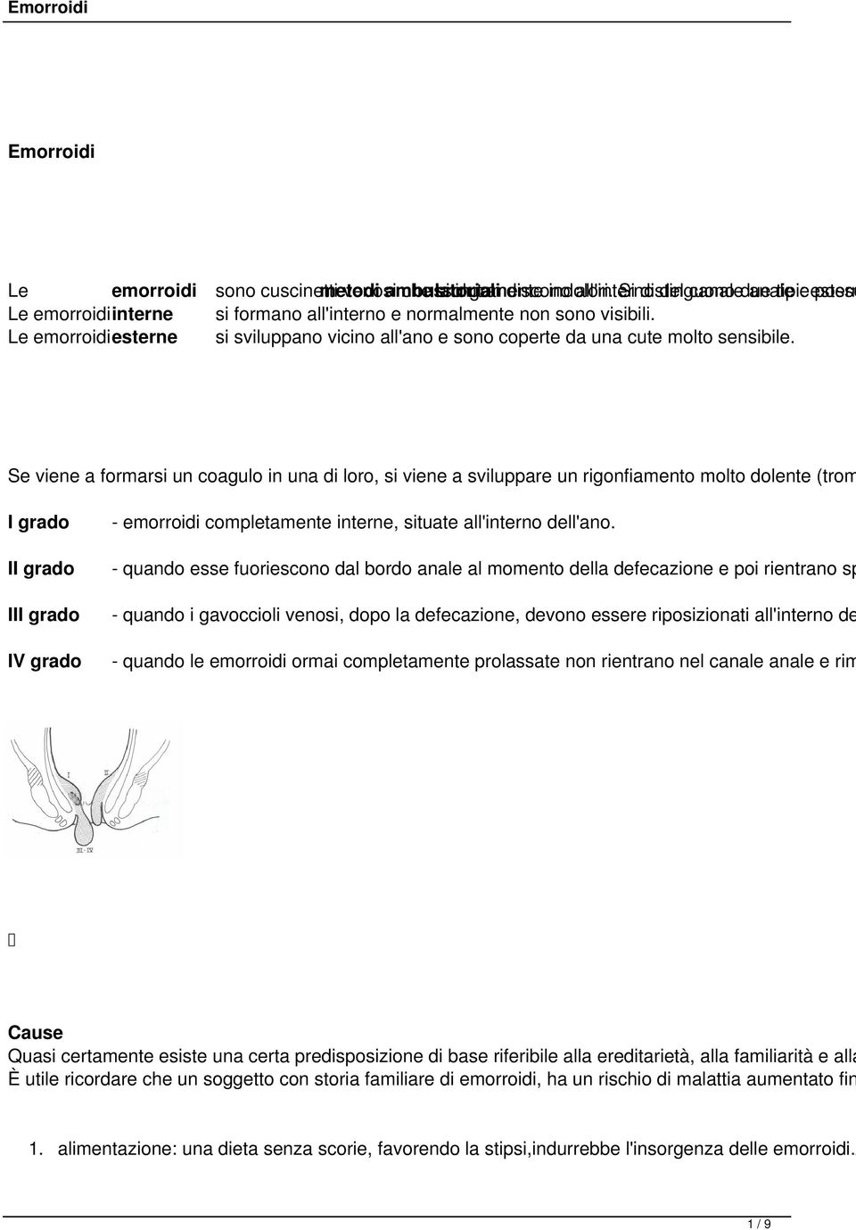 Le emorroidi esterne si sviluppano vicino all'ano e sono coperte da una cute molto sensibile.