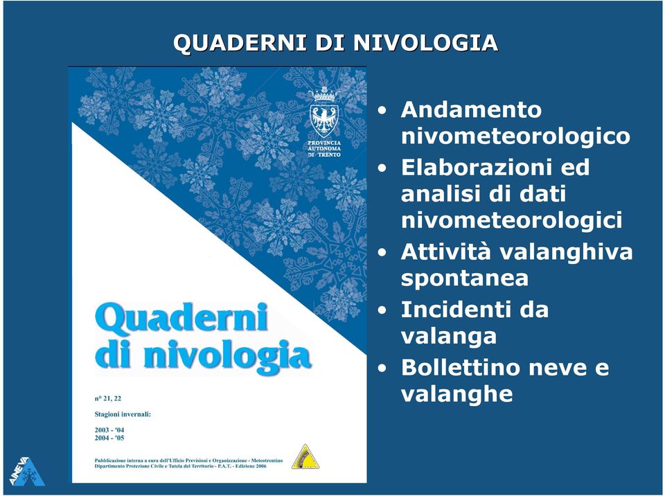 dati nivometeorologici Attività valanghiva