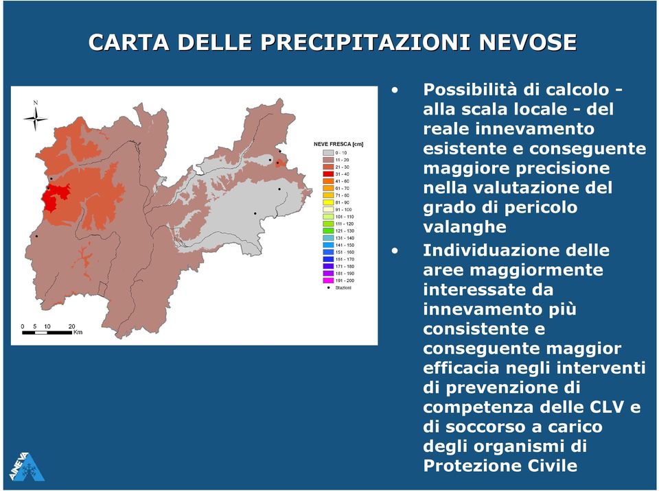 Individuazione delle aree maggiormente interessate da innevamento più consistente e conseguente maggior