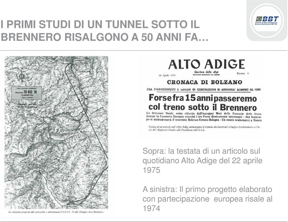 quotidiano Alto Adige del 22 aprile 1975 A sinistra: Il