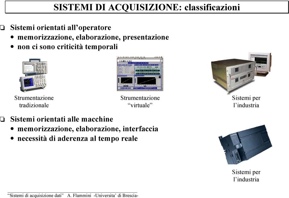 tradizionale Strumentazione virtuale Sistemi per l industria Sistemi orientati alle