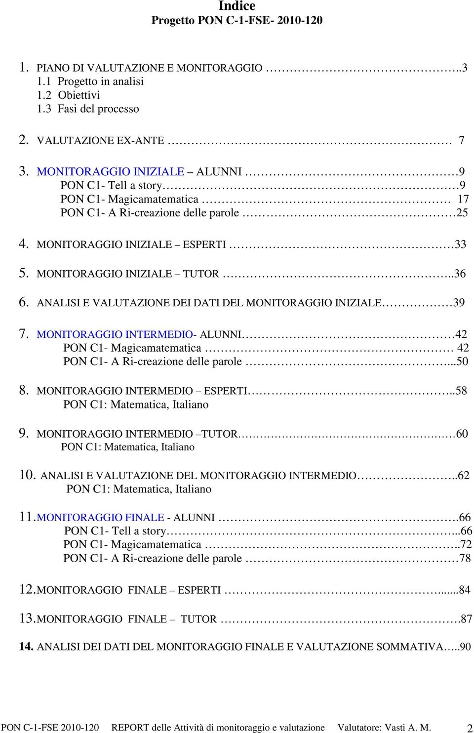 ANALISI E VALUTAZIONE DEI DATI DEL MONITORAGGIO INIZIALE 39 7. MONITORAGGIO INTERMEDIO- ALUNNI 42 PON C1- Magicamatematica 42 PON C1- A Ri-creazione delle parole...5 8.