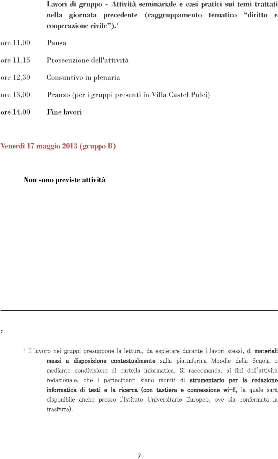 (gruppo B) Non sono previste attività 7 Il lavoro redazionale, messi mediante nei gruppi a disposizione condivisione presuppone contestualmente di la cartella lettura, informatica.