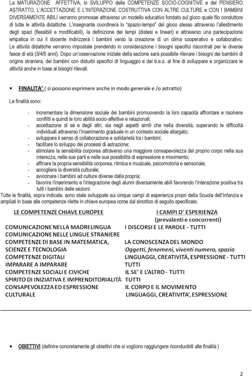 L insegnante coordinerà lo spazio-tempo del gioco stesso attraverso l allestimento degli spazi (flessibili e modificabili), la definizione dei tempi (distesi e lineari) e attraverso una