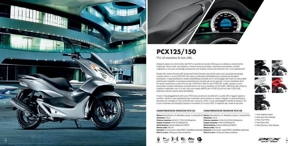 Dotato del motore Honda esp (enhanced Smart Power) che sfrutta tutte le più avanzate tecnologie a basso attrito, il nuovo PCX125/150 vanta un efficiente raffreddamento a liquido ed eccellenti