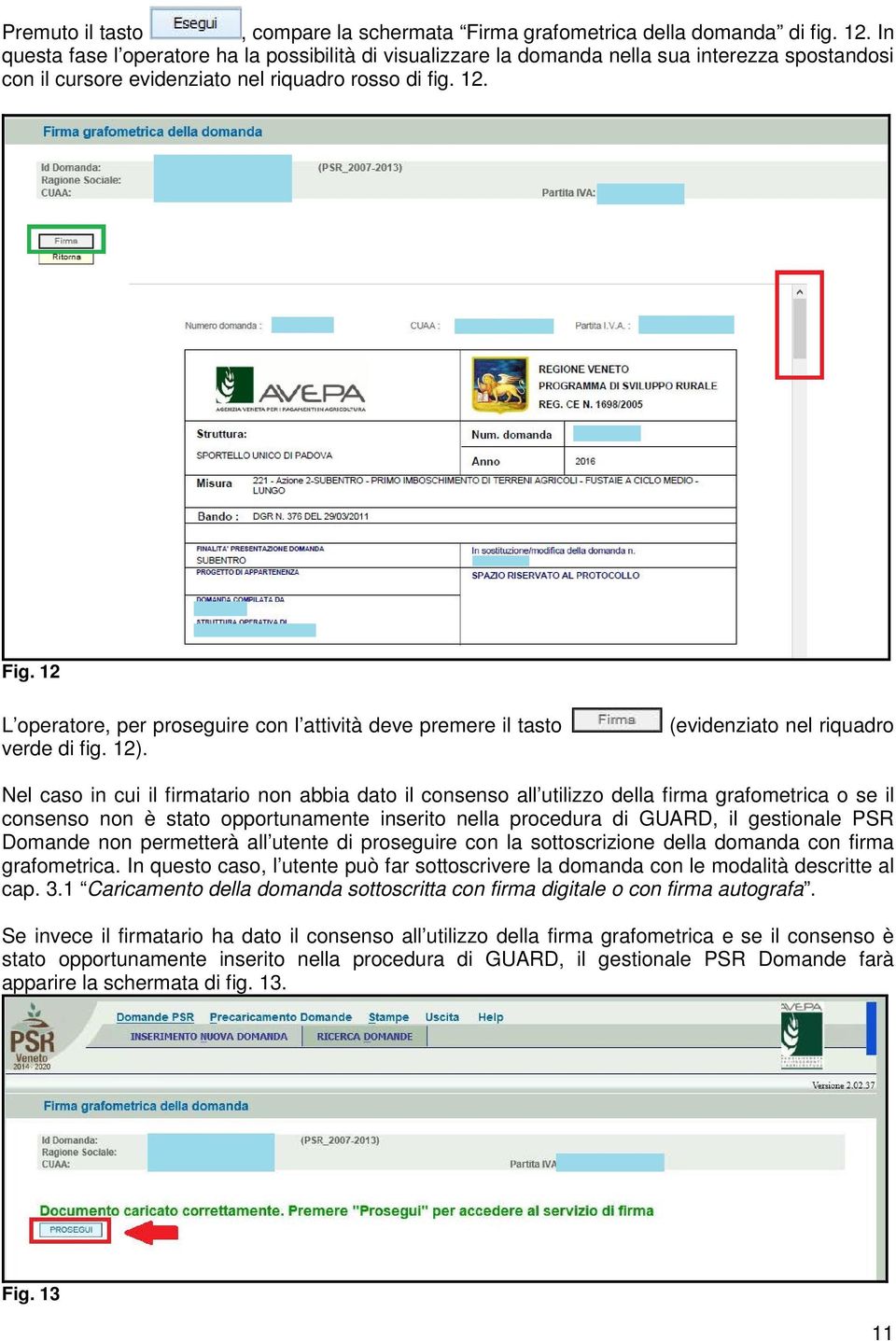 12 L operatore, per proseguire con l attività deve premere il tasto verde di fig. 12).