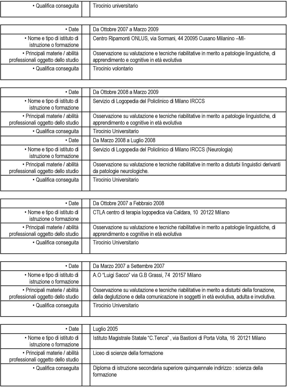 merito a disturbi linguistici derivanti da patologie neurologiche.