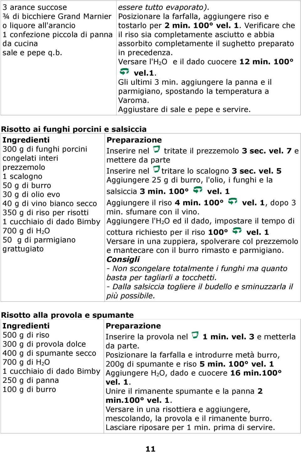 Versare l'h 2 O e il dado cuocere 12 min. 100 vel.1. Gli ultimi 3 min. aggiungere la panna e il parmigiano, spostando la temperatura a Varoma. Aggiustare di sale e pepe e servire.